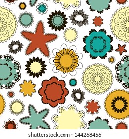 seamless pattern with flowers and stars