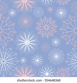 Seamless pattern with flowers, stars,snowflakes. Template for design and decoration backgrounds, package, covers, textile. Vector background.