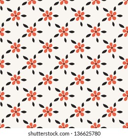 Seamless pattern with flowers in stile of polka dot. Stylish vector texture