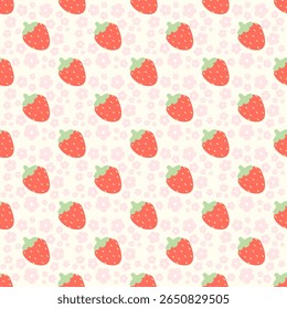 seamless pattern with flowers and strawberry , fabric patterns, gift wrapping paper , notebook cover, phone case 