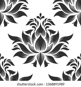 seamless pattern of flowers in the style of damask