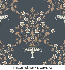 seamless pattern of flowers in the style of damask