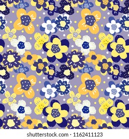 Seamless pattern with flowers. Summer print. Floral background. Fabric design, wallpaper