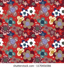 Seamless pattern with flowers. Summer print. Floral background. Fabric design, wallpaper