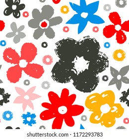 Seamless pattern with flowers. Summer print. Floral background. Fabric design, wallpaper