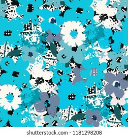 Seamless pattern with flowers. Summer print. Floral background. Fabric design, wallpaper