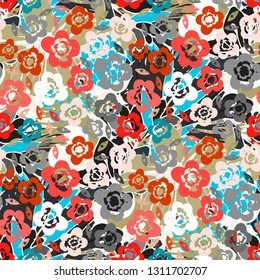 Seamless pattern with flowers. Summer print. Background, repeating texture. Fabric design