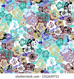 Seamless pattern with flowers. Summer print. Background, repeating texture. Fabric design