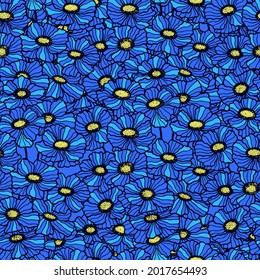 Patrón sin foco de flores Terry Calibrachoa. Ilustración vectorial de serie eps10, dibujo manual de contorno