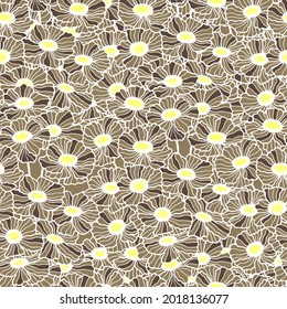 Seamless pattern of Flowers Terry Calibrachoa. Stock vector illustration eps10, outline hand drawing
