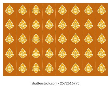 seamless pattern with flowers: Thai golden blossom on a brown background 
