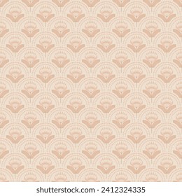 seamless pattern with flowers. traditional art deco fan pattern abstract floral  beige background. graphic design print for fabric web page surface textures wrapping paper vector illustration