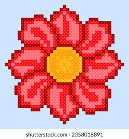 seamless pattern with flowers. tribal pattern. local fabric pattern. pixel pattern. cross stitch