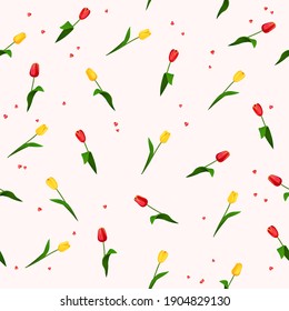 Seamless pattern with flowers tulips. Tulips background