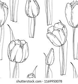 seamless pattern with flowers tulips in the graphic