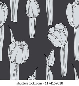 seamless pattern with flowers tulips in the graphic