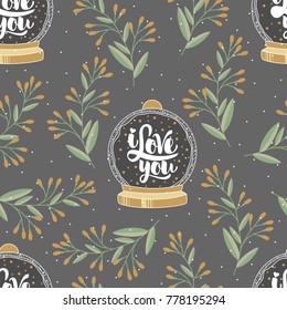 Seamless pattern with flowers. Valentine's Day. The romantic elements. Vector illustration.