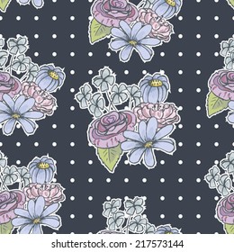 seamless pattern with flowers. Vector