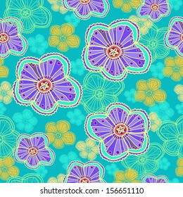 Seamless pattern with flowers. Vector background.