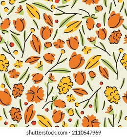 Seamless pattern with flowers. Vector background, print, design
