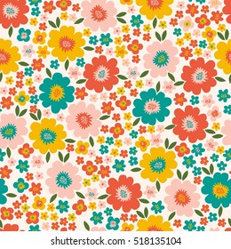 Seamless pattern with flowers. Vector background.

