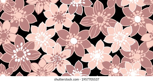 seamless pattern with flowers, vector  design for paper, fabric and other surfaces.