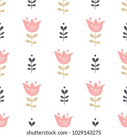 Seamless pattern with flowers. Vector floral background.