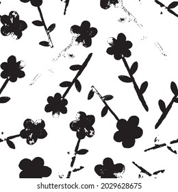 Seamless pattern with flowers. Vector illustration. Beautiful flowers. Fashionable fabric, wrapping paper. grunge texture