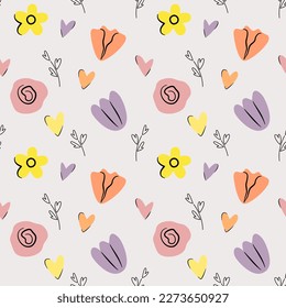 Seamless pattern with  flowers. Vector illustration 