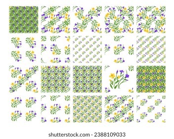 Ilustración vectorial de flores sin foco. El interminable patrón de repetición sin fisuras simboliza la existencia de la naturaleza cíclica El fondo sin fisuras proporcionó el entorno sereno para la escena El patrón sin fisuras