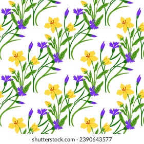 Seamless pattern flowers vector illustration. The infinite beauty seamless pattern flowers symbolized everlasting cycle life and growth The botany inspired artwork showcased intricate textures