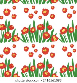 Seamless pattern flowers vector illustration. The seamless background provided serene and continuous backdrop, evoking sense tranquility The seamless design seamlessly integrated various elements