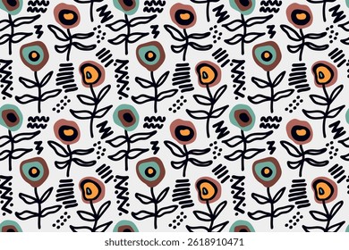 seamless pattern with flowers. vector illustration