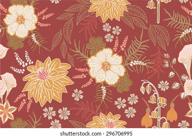 Seamless pattern with flowers. Vector illustration