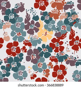 Seamless pattern with flowers, vector illustration. Set
