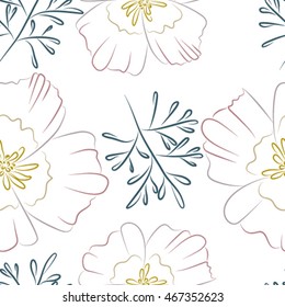 seamless pattern, flowers, vector illustration