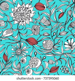 Seamless pattern with flowers, vector illustration