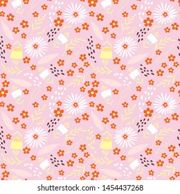 Seamless pattern with flowers. Vector illustrations