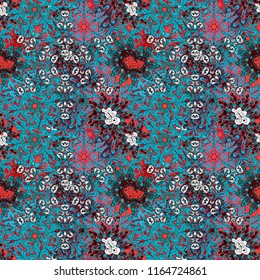 Seamless pattern with flowers. Vector ornaments. Ornate zentangle texture, endless pattern with abstract flowers. Seamless pattern can be used for wallpaper, web page background, surface textures.