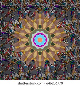 Seamless pattern with flowers. Vector ornate zentangle texture, endless pattern with abstract flowers. Seamless pattern can be used for wallpaper, web page background, surface textures.