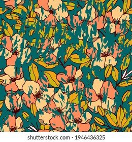 Seamless pattern of flowers. Vector stock illustration eps10. Hand drawing