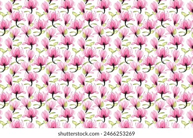 seamless pattern flowers in vectors form and leaves.  floral background for wrapping paper, textile fabric, 