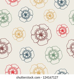 Seamless pattern with flowers. Vintage background with flowers.