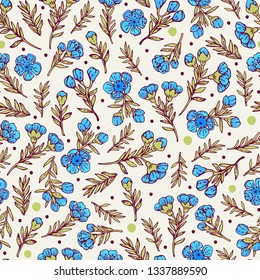 Seamless pattern with flowers. Vintage. Freehand drawing