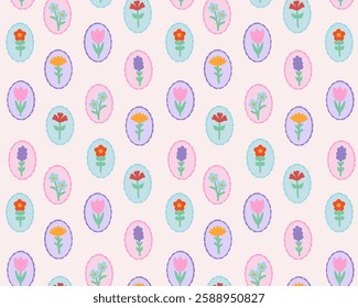 Seamless pattern with flowers in vintage style. Retro wallpaper for printing on paper, surfaces and fabric. Print for scrapbooking and patchwork