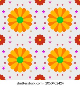 Seamless pattern with flowers. Vintage wallpaper with blooming flowers.