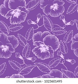 seamless pattern with flowers violets on a purple
 background