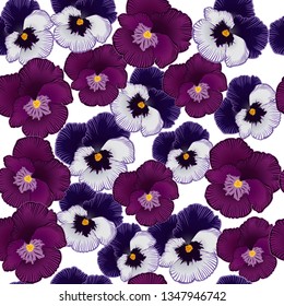 seamless pattern with flowers violets on a white background