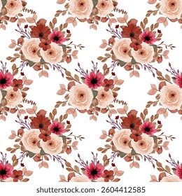 Seamless pattern with flowers watercolor. 