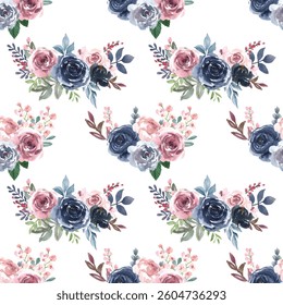 Seamless pattern with flowers watercolor. 